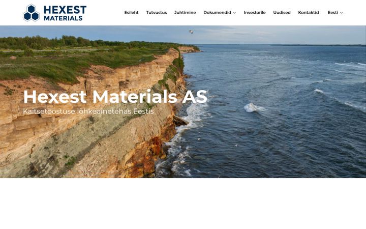 Screenshot of hexestmaterials.ee