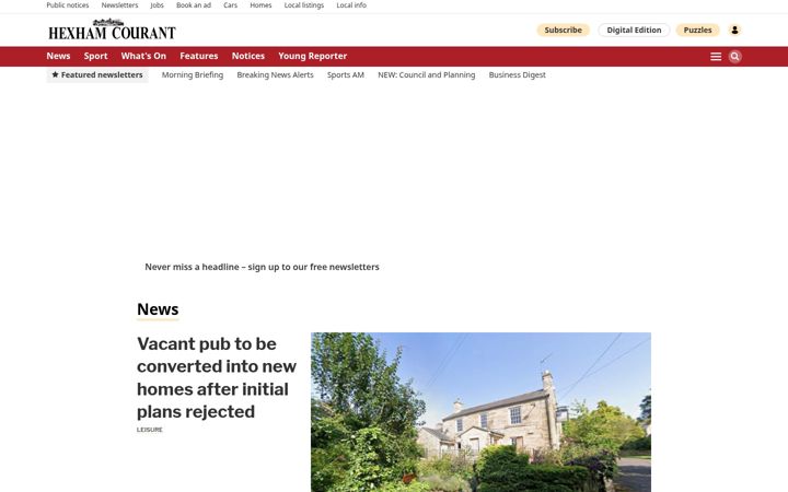 Screenshot of hexham-courant.co.uk