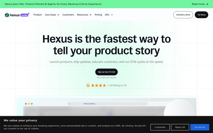 Captură de ecran a hexus.ai