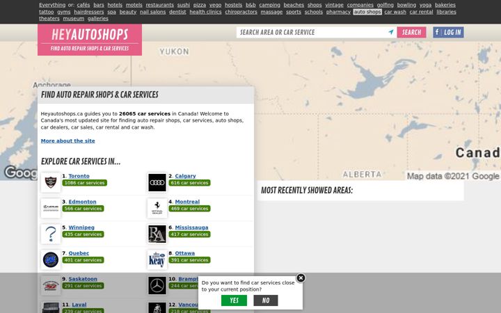 Screenshot of heyautoshops.ca