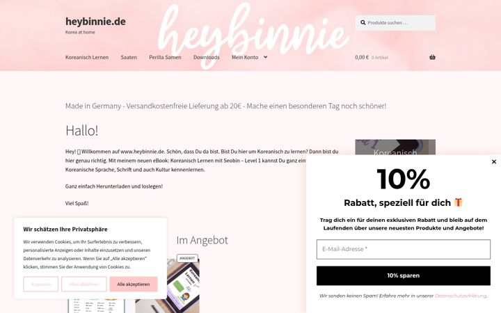 Screenshot of heybinnie.de