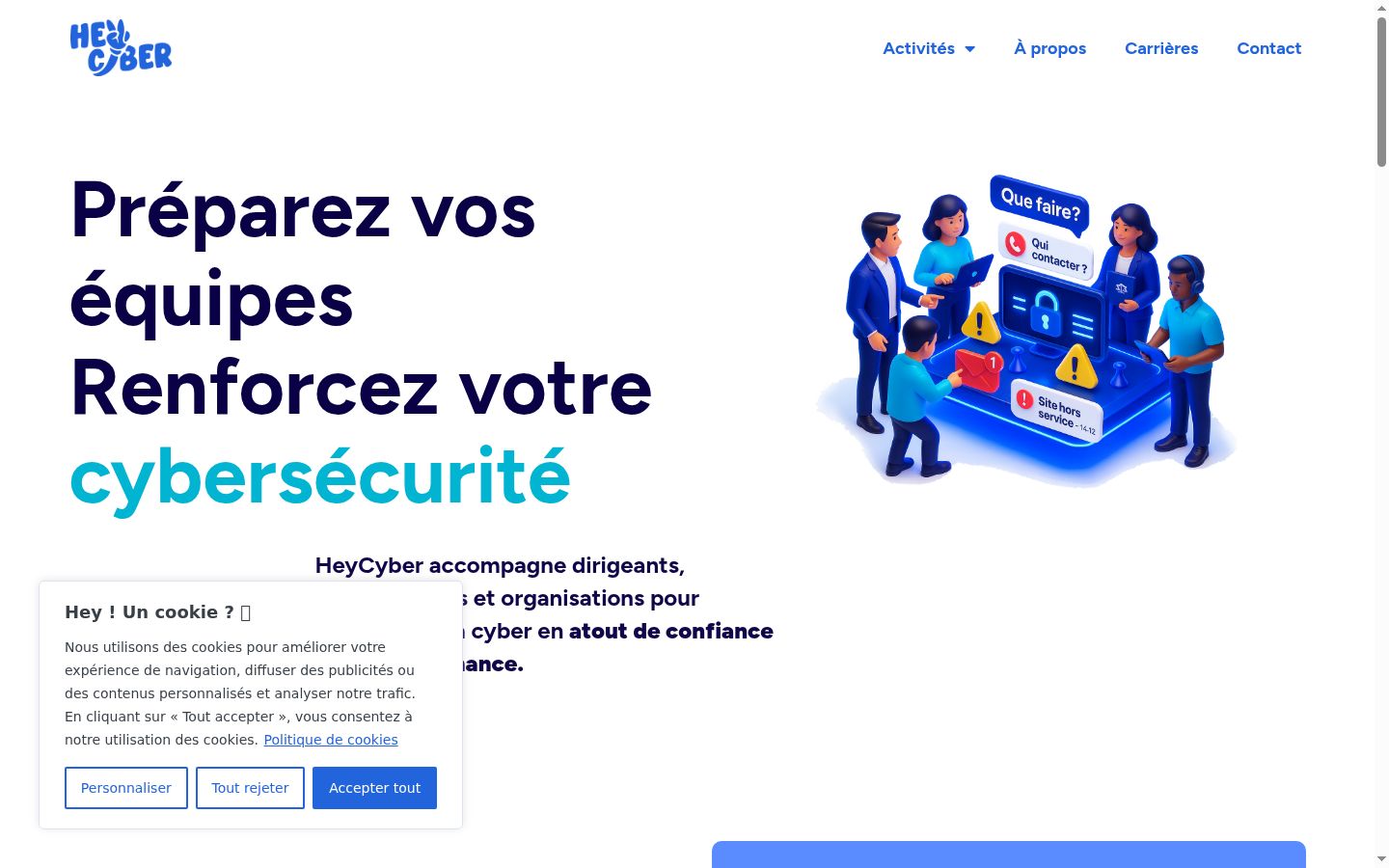 Capture d'écran de la bannière de consentement affichée avant toute interaction
