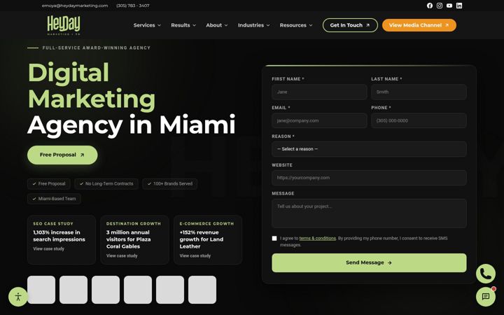 Screenshot of heydaymarketing.com