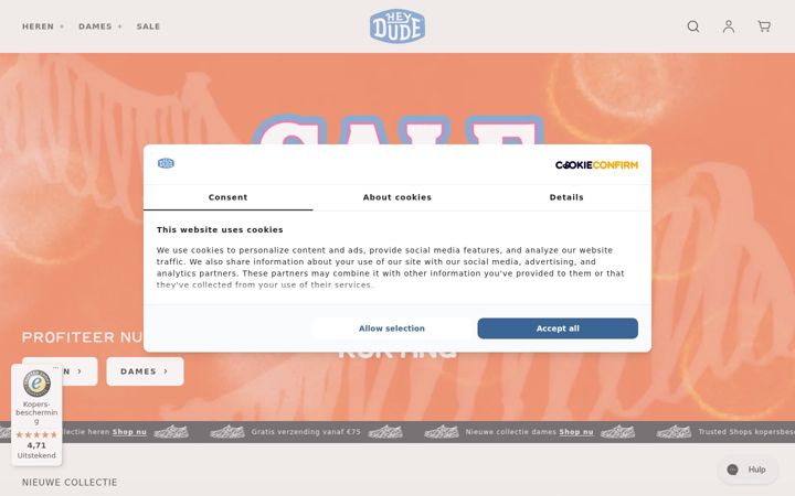 Screenshot of heydude.nl