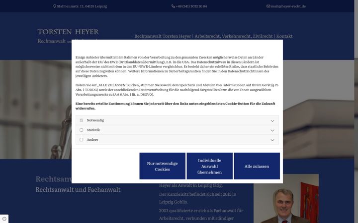 Screenshot of heyer-recht.de