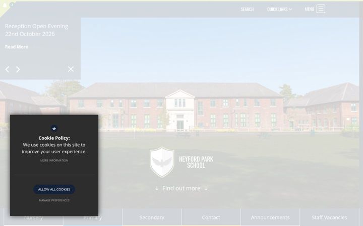 Screenshot of heyfordparkschool.org