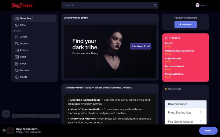 Screenshot of heyfreaks.com