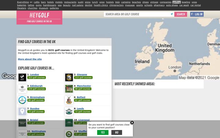 Screenshot of heygolf.co.uk