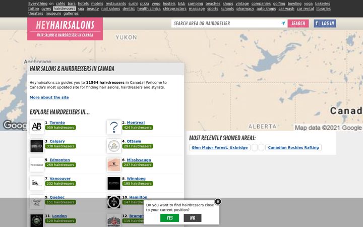 Screenshot of heyhairsalons.ca