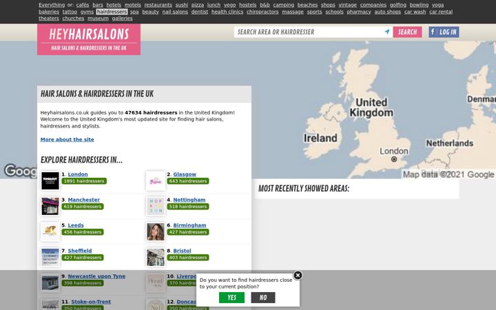Screenshot of heyhairsalons.co.uk