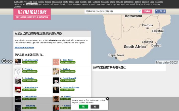 Screenshot of heyhairsalons.co.za