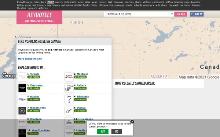 Screenshot of heyhotels.ca