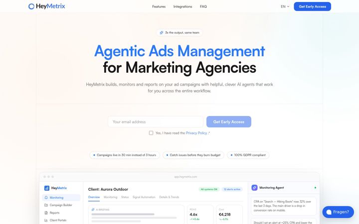 Screenshot of heymetrix.com