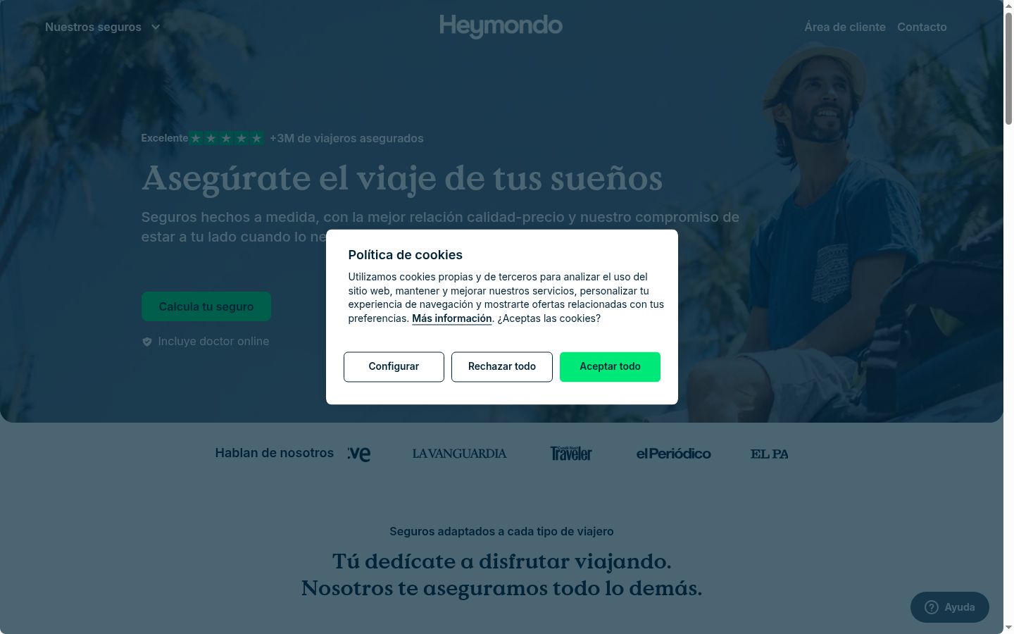 Screenshot del banner di consenso mostrato prima di qualsiasi interazione