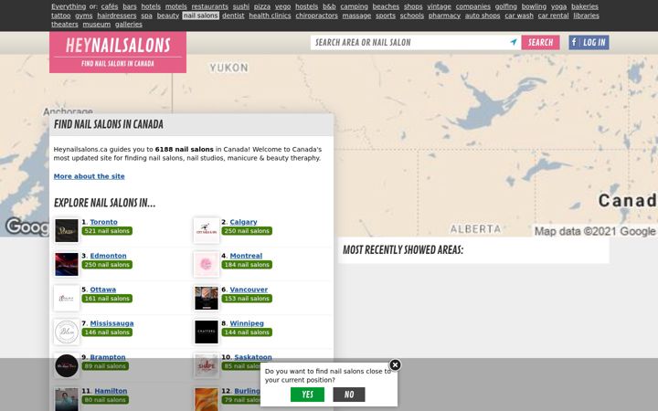 Screenshot of heynailsalons.ca