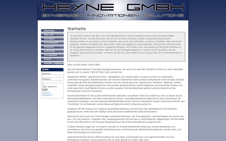 Screenshot of heyne-gmbh.de