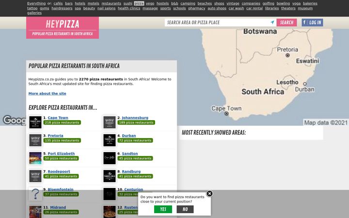 Snímek obrazovky heypizza.co.za