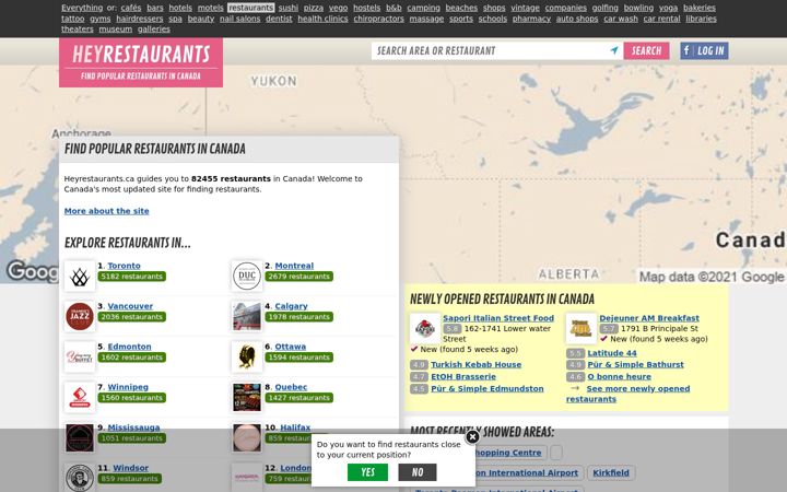 Screenshot of heyrestaurants.ca