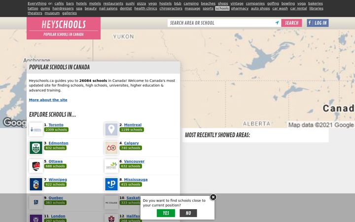 Screenshot of heyschools.ca