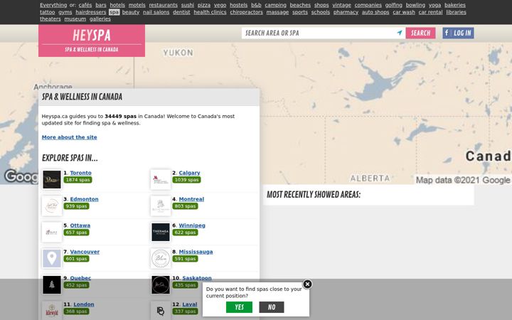Screenshot of heyspa.ca