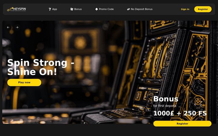 Screenshot of heyspincasino.net