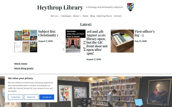 Screenshot of heythroplibrary.co.uk