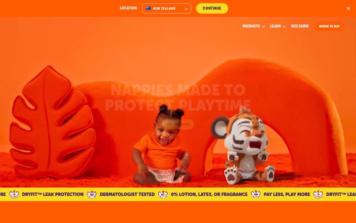 Screenshot of heytigerdiapers.com