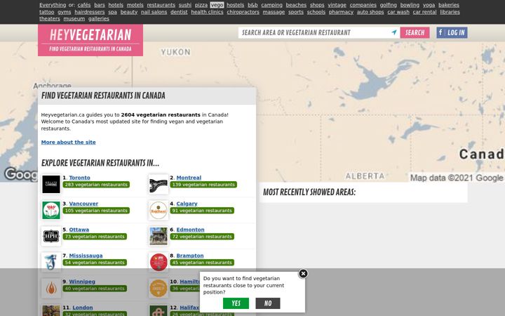 Screenshot of heyvegetarian.ca