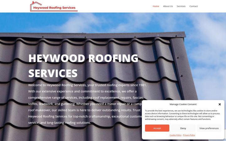 Screenshot of heywoodroofing.co.uk