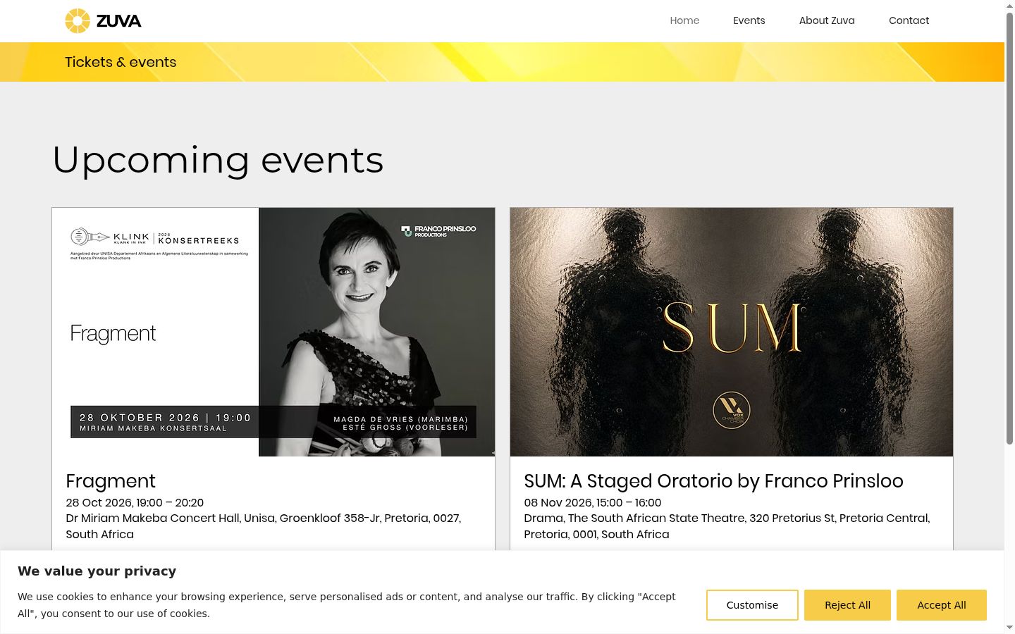 Screenshot of the consent banner shown before any interaction