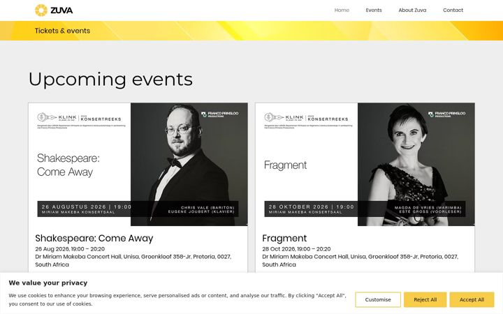 Screenshot of heyzuva.com