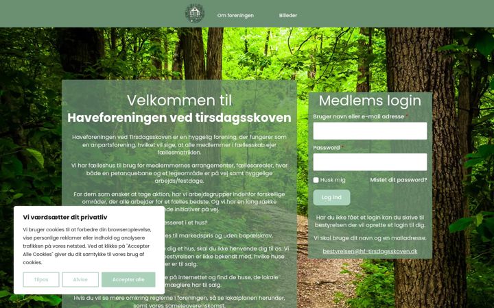 Screenshot of hf-tirsdagsskoven.dk