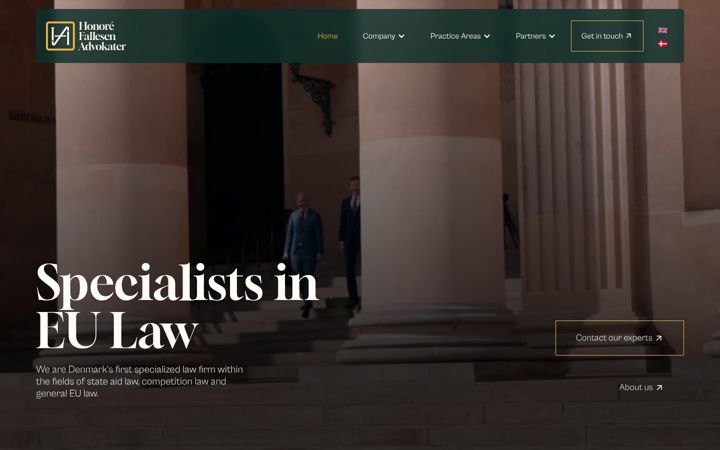 Screenshot of hfa-law.dk