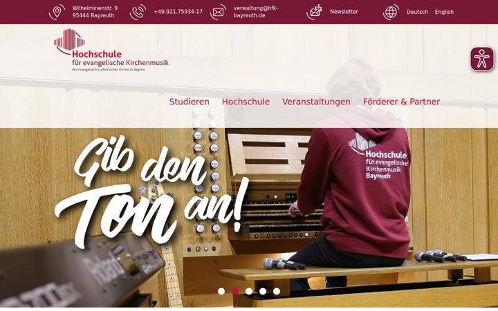Screenshot of hfk-bayreuth.de