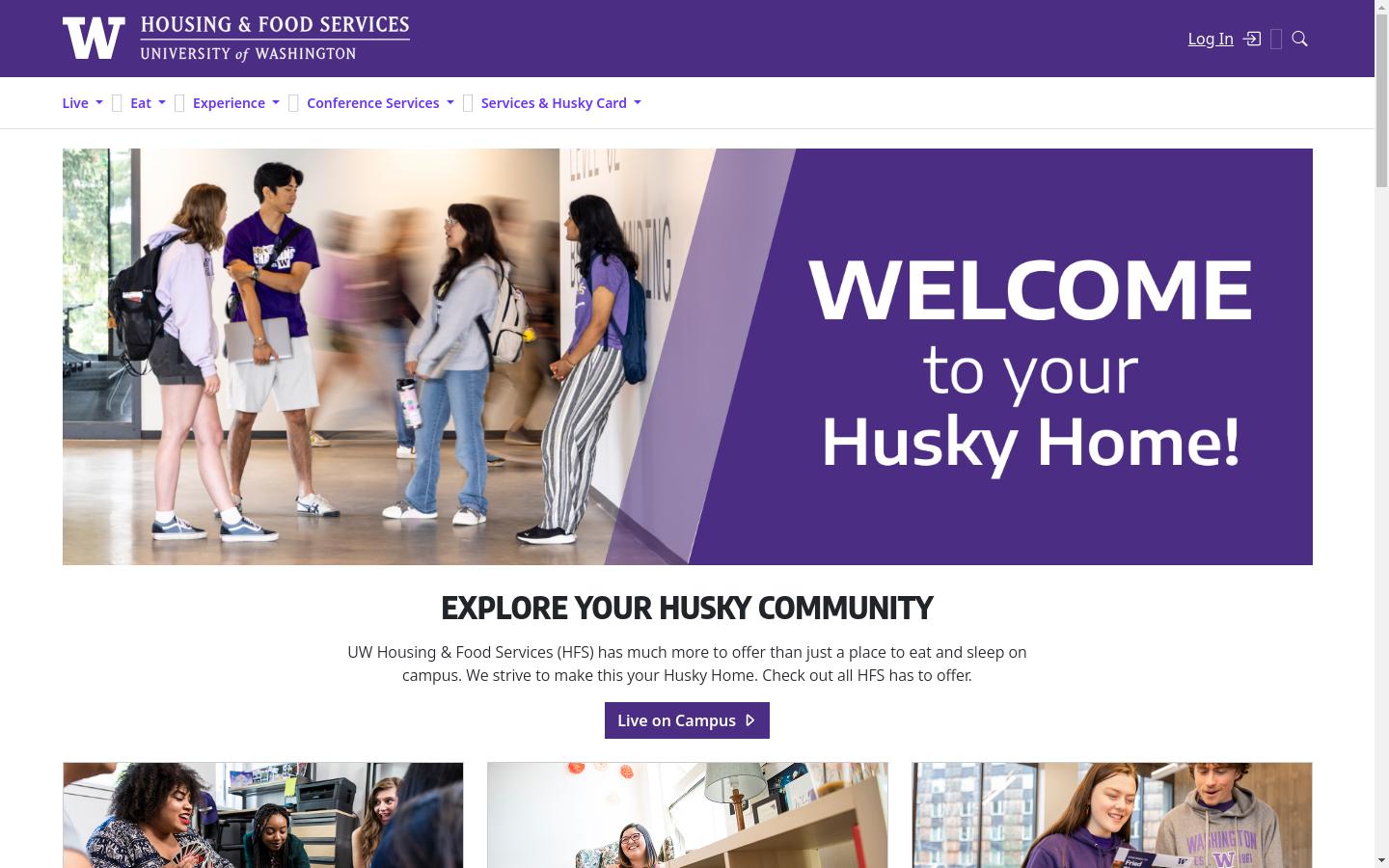 Screenshot of hfs.uw.edu