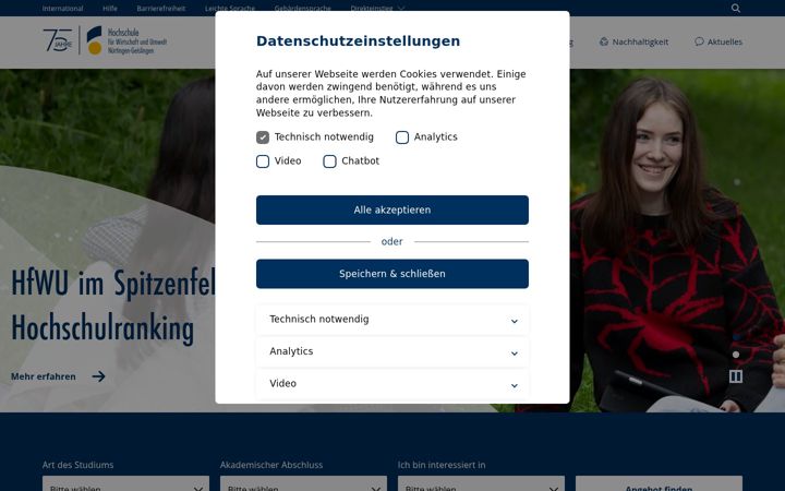 Skjermbilde av hfwu.de
