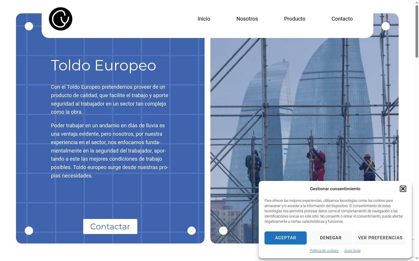 Screenshot del banner di consenso mostrato prima di qualsiasi interazione