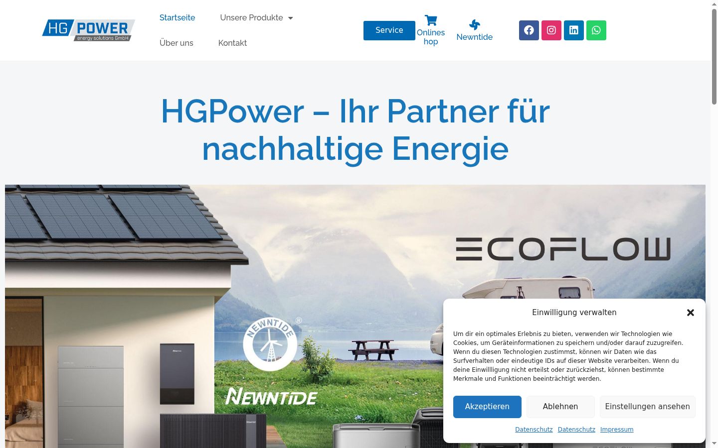 Screenshot des Einwilligungsbanners vor jeglicher Interaktion