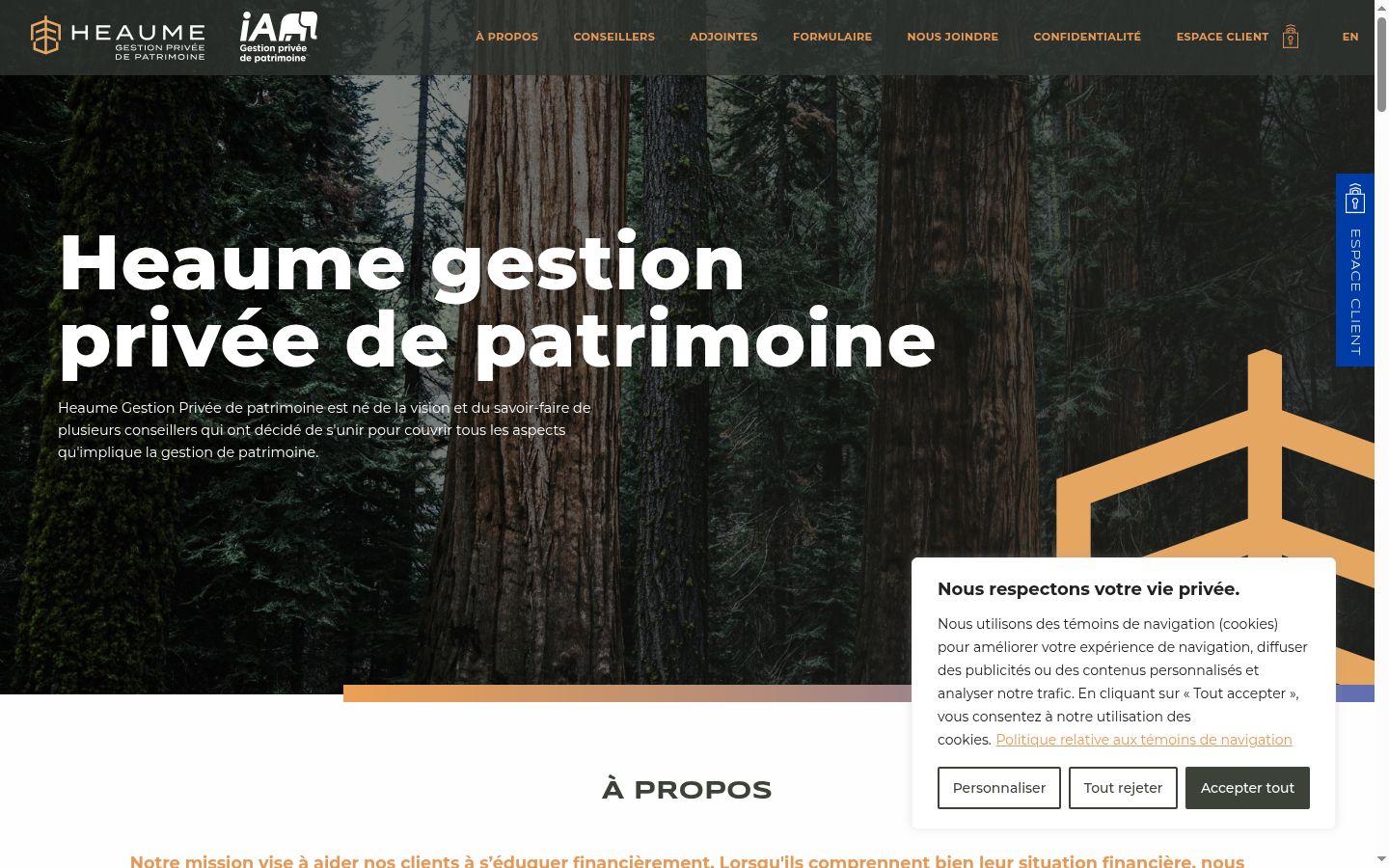 Capture d'écran de la bannière de consentement affichée avant toute interaction