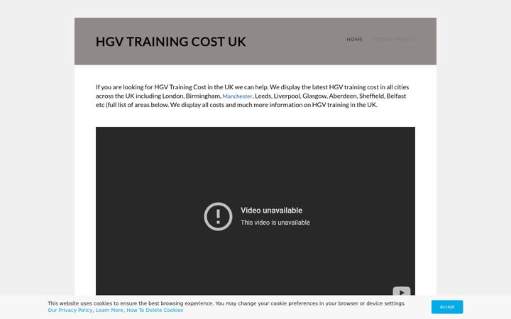 Screenshot of hgvtrainingcostuk.co.uk