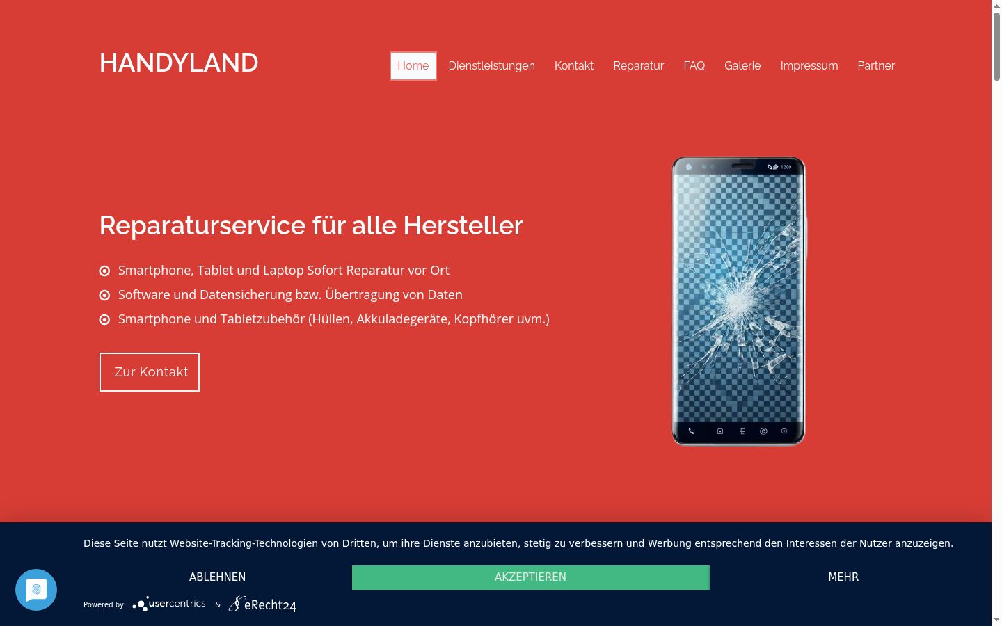 Screenshot del banner di consenso mostrato prima di qualsiasi interazione