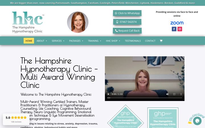 Screenshot of hhchypnotherapy.co.uk