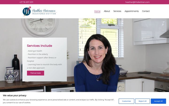 Screenshot of hhdietitian.com