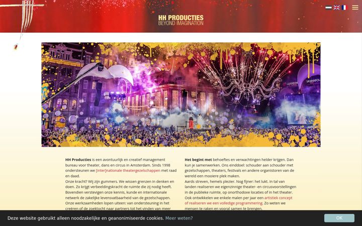 Screenshot of hhproducties.nl