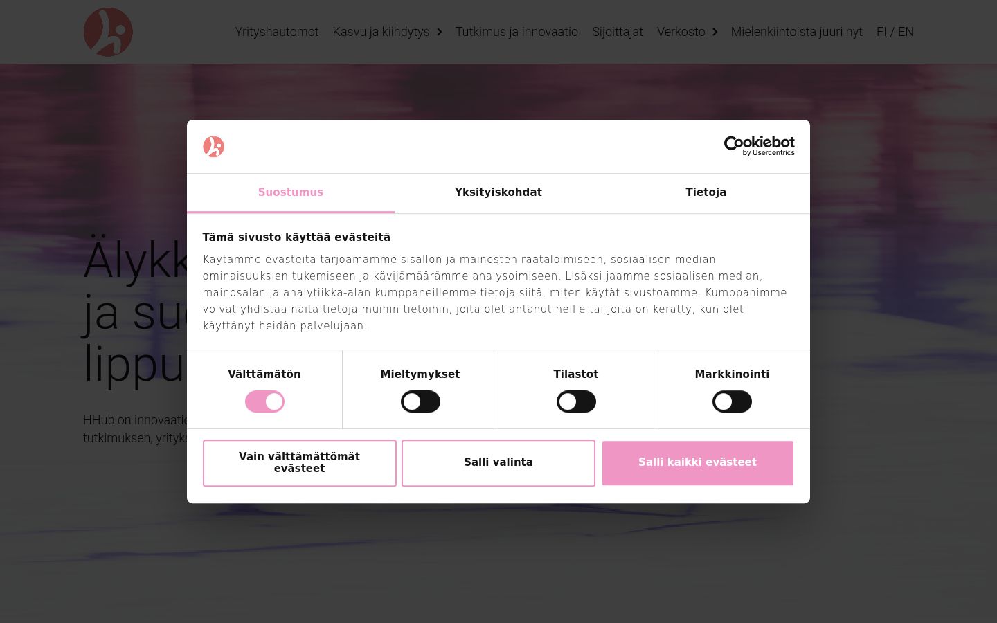 Skjermbilde av samtykkebanneret slik det vises før noen interaksjon
