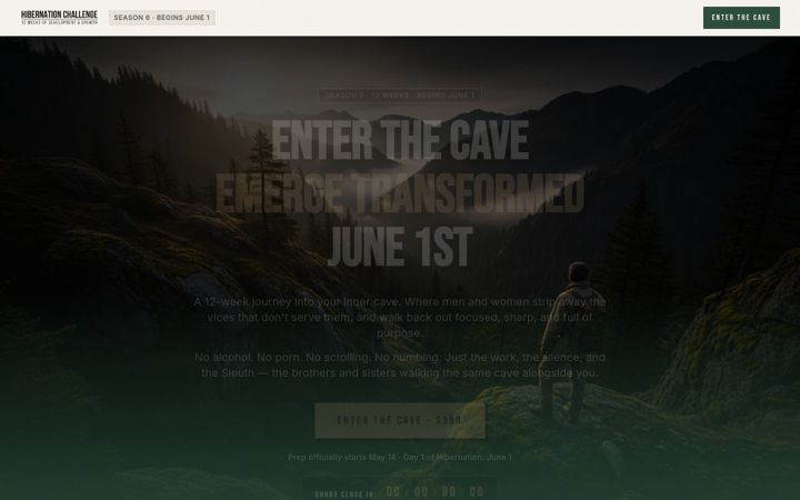 Screenshot of hibernationchallenge.com