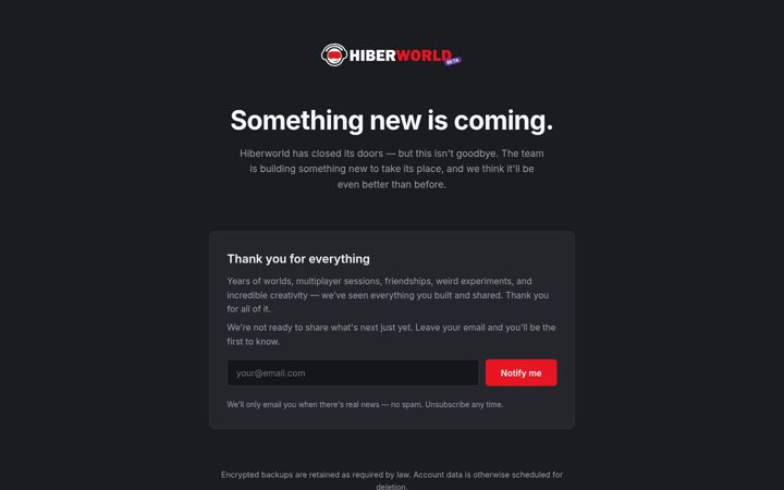 Screenshot of hiberworld.com
