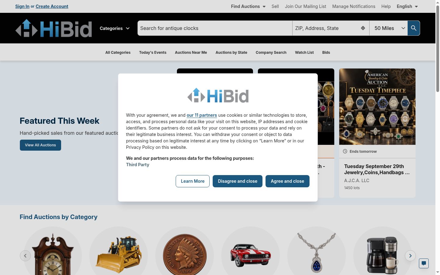 Screenshot of the consent banner shown before any interaction