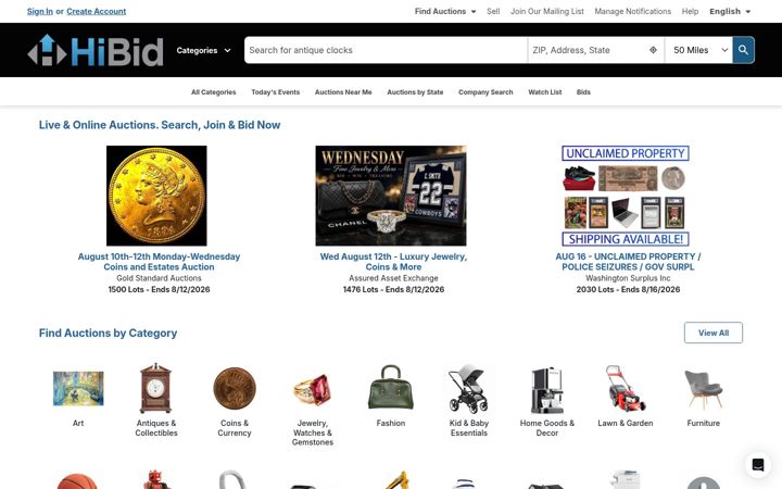 Screenshot of hibid.com