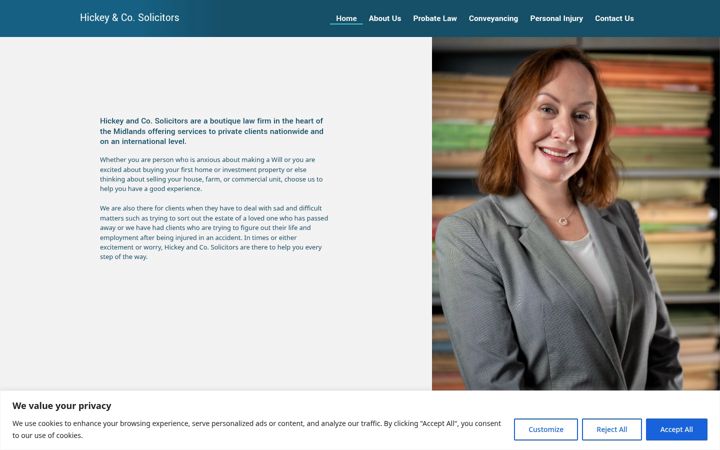 Screenshot of hickeysolicitors.ie